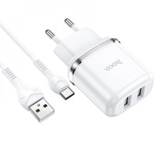 МЗП Hoco N4 Aspiring + Cable (Type-C) 2.4A 2USB white