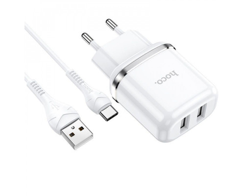 МЗП Hoco N4 Aspiring + Cable (Type-C) 2.4A 2USB white