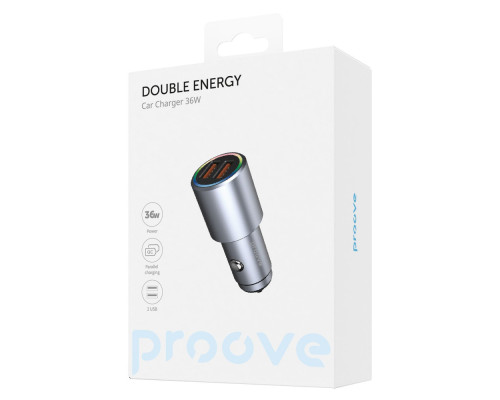 АЗП Proove Double Energy 36W (2 USB) metal gray