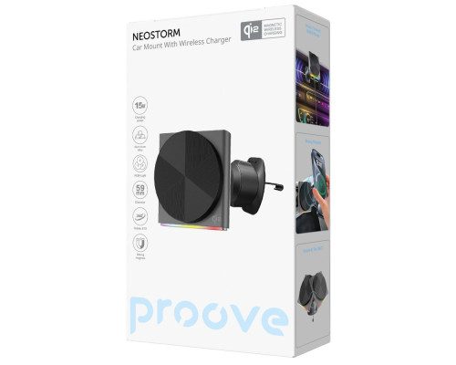 Автомобільний тримач з Бездротовим ЗП Proove Neostorm QI2 15W gray 2003000274851 6901112500782