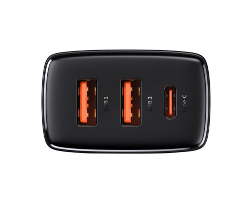 МЗП Baseus Compact Quick Charger 30W QC+ PD (1Type-C + 2USB) black