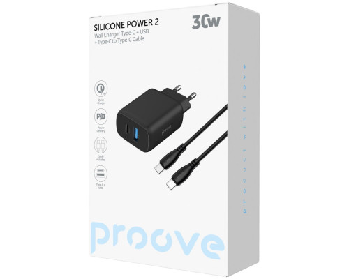 МЗП Proove Silicone Power 2 30W (Type-C + USB) + Cable Type-C to Type-C (1m) white 2003000238594 6901114194460