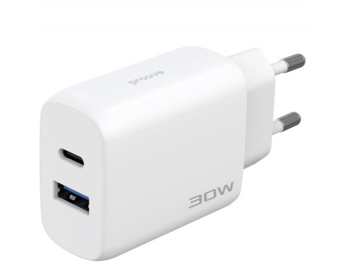 МЗП Proove Silicone Power 2 30W (Type-C + USB) + Cable Type-C to Type-C (1m) white 2003000238594 6901114194460
