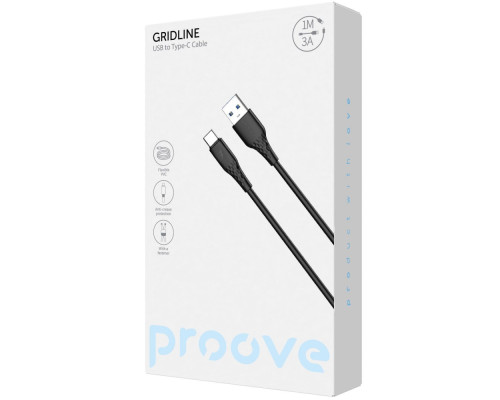 Кабель Proove GridLine USB to Type-C 3A (1m) black 2003000244007 6901111996753