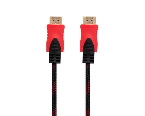 Кабель HDMI- HDMI 1.4V 3m (Тканинний провід) Колір Чорно-Червоний