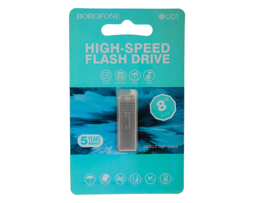 USB флеш-накопичувач Borofone BUD1 USB 2.0 8GB Колір Сталевий