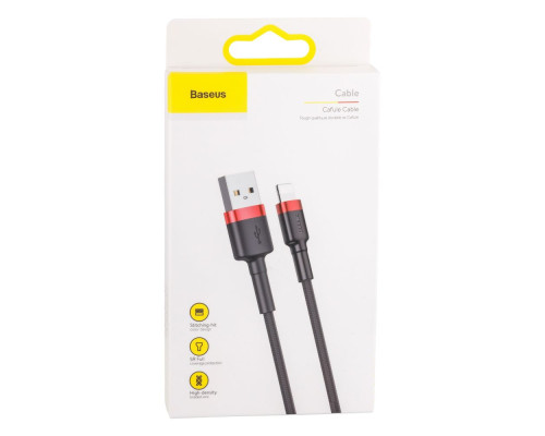 Кабель Baseus USB For lightning 2.4A 0,5m CALKLF-А Колір Чорно-Червоний. 19