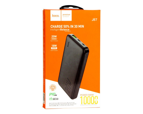 Універсальна Мобільна Батарея Power Bank Hoco J87 PD20W+QC3.0 10000 mAh Колір Чорний