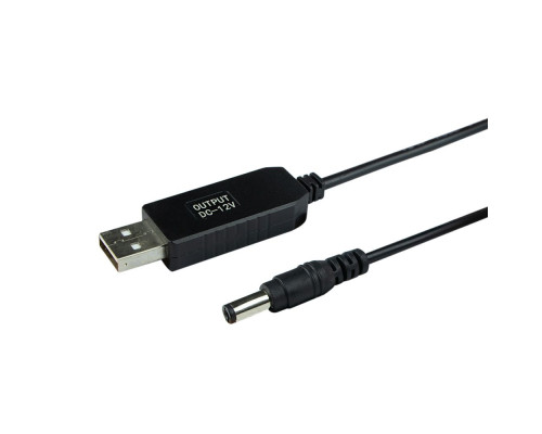 Кабель USB to DC для роутера з 5v на 12v 0.6A 5.5х2.1 mm Колір Чорний 2020000323068