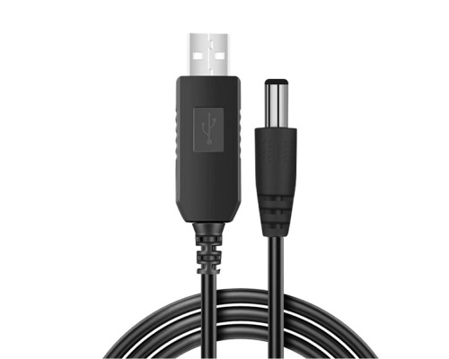 Кабель USB to DC для роутера з 5v на 12v 0.6A 5.5х2.1 mm Колір Чорний 2020000323068