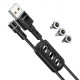 Кабель USB Hoco U98 3-in-1 Sunway magnetic IP/Micro/Type-C Колір Чорний