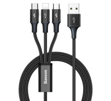 Кабель Baseus Rapid 3-in-1 USB to Micro / Lightning / Type-C 3.5A 1.2m CAJS0000 Колір Чорний, 01 6953156209794