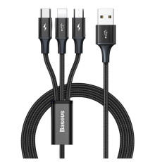 Кабель Baseus Rapid 3-in-1 USB to Micro / Lightning / Type-C 3.5A 1.2m CAJS0000 Колір Чорний, 01 6953156209794