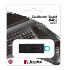 USB флеш-накопичувач 3.2 Kingston DataTraveler Exodia 64GB Колір Чорно-Бірюзовий
