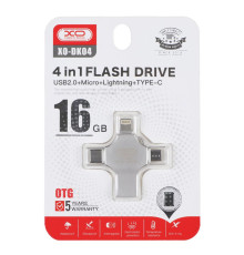 USB флеш-накопичувач XO DK04 USB2.0 4 in 1 16GB Колір Сталевий 6920680826612