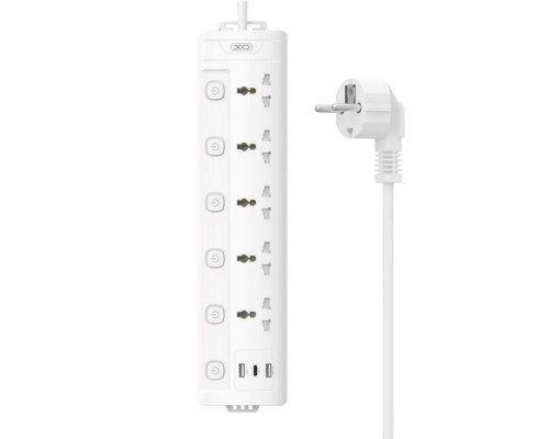 Мережевий Подовжувач XO WL19 5AC+USB-A+1USB-C 2m Колір Бiлий 6920680845989