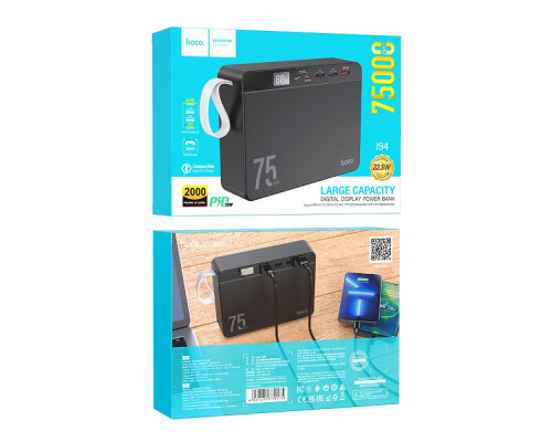 Універсальна Мобільна Батарея Power Bank Hoco J94 Overlord 22.5W 75000 mAh Колір Чорний 6931474779175