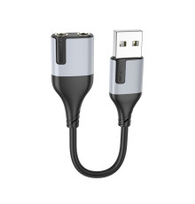 Перехідник Borofone BV19 Creator 2-in-1 USB to 3.5mm Колір Чорний 6941991108365