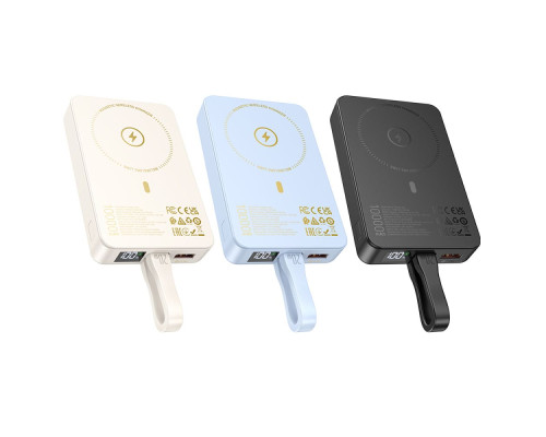 Універсальна Мобільна Батарея Power Bank Hoco Q24 Elegant 22.5W+PD20W with cable and magnetic 10000mAh Колір Молочно бiлий 6942007623445 ma34399_3340261