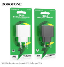 Мережевий Зарядний Пристрій Borofone BAS12A 1USB QC3.0 18W Колір Чорний 6941991104732 ma35128_3345017
