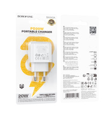 Мережевий Зарядний Пристрій Borofone BAS43A 1USB-C PD/QC 20W Колір Бiлий 6941991113819 ma35134_3345025