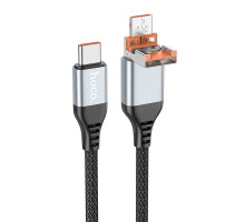 Кабель USB Hoco U128 2in1 3A/60W USB/Type-C to Type-C 1.2m Колір Чорний 6942007611237