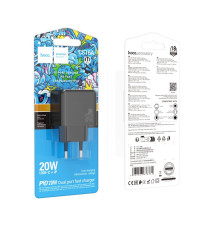 Мережевий Зарядний Пристрій Hoco CS16A 1USB-C/1IP PD/QC 20W Колір Чорний 6942007638364 ma35776_3605181