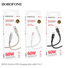 Кабель USB Borofone BX116 Type-C to Type-C 60W Колір Чорний 6941991119835 ma37160_3610584