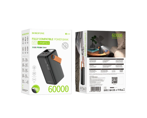 Універсальна Мобільна Батарея Power Bank Borofone BJ66B Magnifico 22.5W+PD20 60000 mAh Колір Чорний 6941991115165 ma36432_3608145