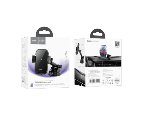 Автотримач Hoco HW5 Wireless 15W М'ята упаковка Колір Чорний 2020000477709