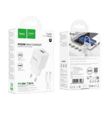 Мережевий Зарядний Пристрій Hoco C147A 1USB-C/1USB PD/QC 20W+Type-C to Lightning М'ята упаковка Колір Бiлий 2020000479215