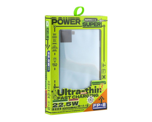 Універсальна Мобільна Батарея Power Bank Remax FP-8 22.5W Ultra-thin fast charging 10000mAh Колір Синій 6954851250722 ma37772_3664740