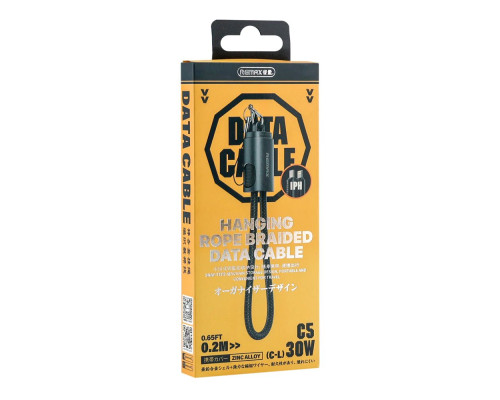 Кабель USB Remax C5 Type-C to Lightning 30W 0.2M Колір Чорний 6954851247029 ma37765_3664729