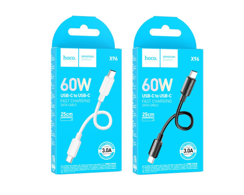 Кабель USB Hoco X96 Hyper 60W Type-C to Type-C 0.25m М'ята упаковка Колір Чорний 2020000492108 ma38769_3868171