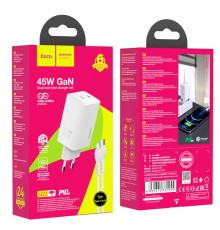 Мережевий Зарядний Пристрій Hoco N23 GAN Starlight PD45W Type-C to Lightning М'ята упаковка Колір Бiлий 2020000495253 ma38898_3868855