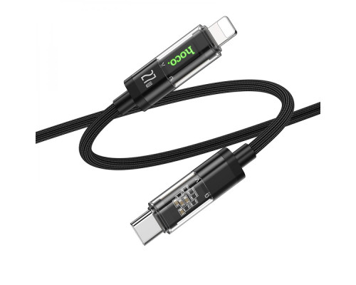 Кабель USB Hoco U116 Transparent PD27W LED Indicator Type-C to Lightning 1.2m Колір Чорний