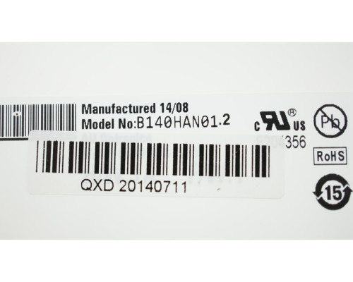 Матриця 14.0 B140HAN01.2 (1920*1080, 30pin(eDP, 300cd/m2 (!!!), IPS), LED, SLIM(вертикальні вушки), матова, роз'єм праворуч знизу) для ноутбука (renew) NBB-41850