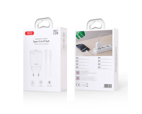 Зарядний пристрій XO L141 20W 3A USB-C з кабелем C-L white PLS-00-00146612