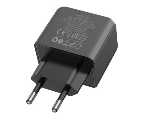 Зарядний пристрій Hoco CS14A 20W 3A 1USB-A+1USB-С black PLS-00-00125568