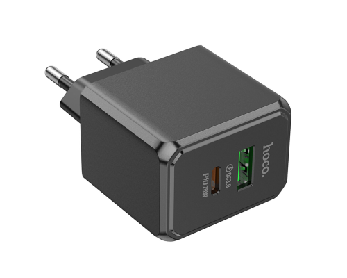 Зарядний пристрій Hoco CS14A 20W 3A 1USB-A+1USB-С black PLS-00-00125568