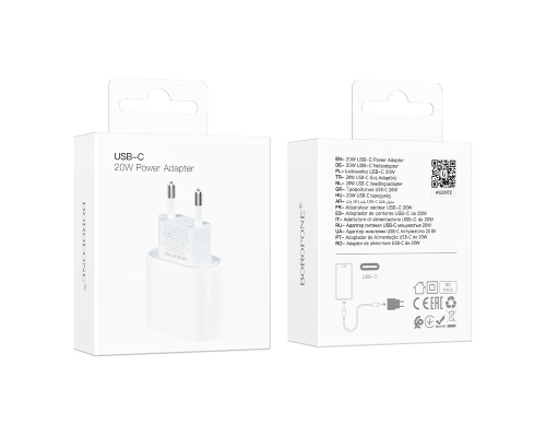 Зарядний пристрій Borofone BA100A PD QC 20W USB-C white PLS-00-00156001
