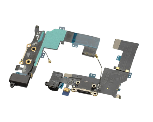 Шлейф iPhone 5s з роз'ємом зарядки та навушників black (Original Used) PLS-00-00013442