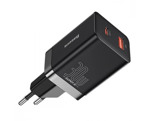Зарядний пристрій Baseus Super Si Pro 30W 3A USB-A+USB-C (CCSUPP-E01) black PLS-00-00087934
