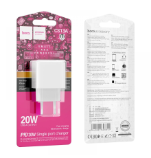 Зарядний пристрій Hoco CS13A 20W 3A 1USB-С white PLS-00-00123274