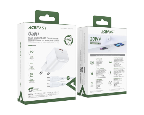 Зарядний пристрій Acefast A73 Mini 20W 3A USB-C white PLS-00-00124992