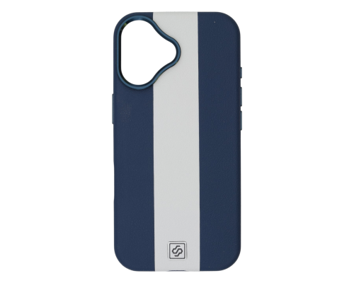 Чохол шкіряний Rally with Magnetic для iPhone 16 blue white PLS-00-00164610