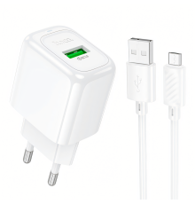 Зарядний пристрій Hoco CS52A 18W 3A 1USB-A з кабелем Micro USB white PLS-00-00145664