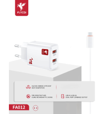 Зарядний пристрій FLYCDI FA-012 12W 2.4A 2USB-A з кабелем Type-C white PLS-00-00133879