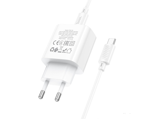 Зарядний пристрій Hoco C76A Pro 30W 3A USB-C з кабелем С-C white PLS-00-00145588