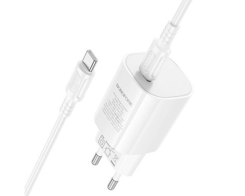 Зарядний пристрій Borofone BA103A 20W 3A USB-C з кабелем C-C white PLS-00-00169789